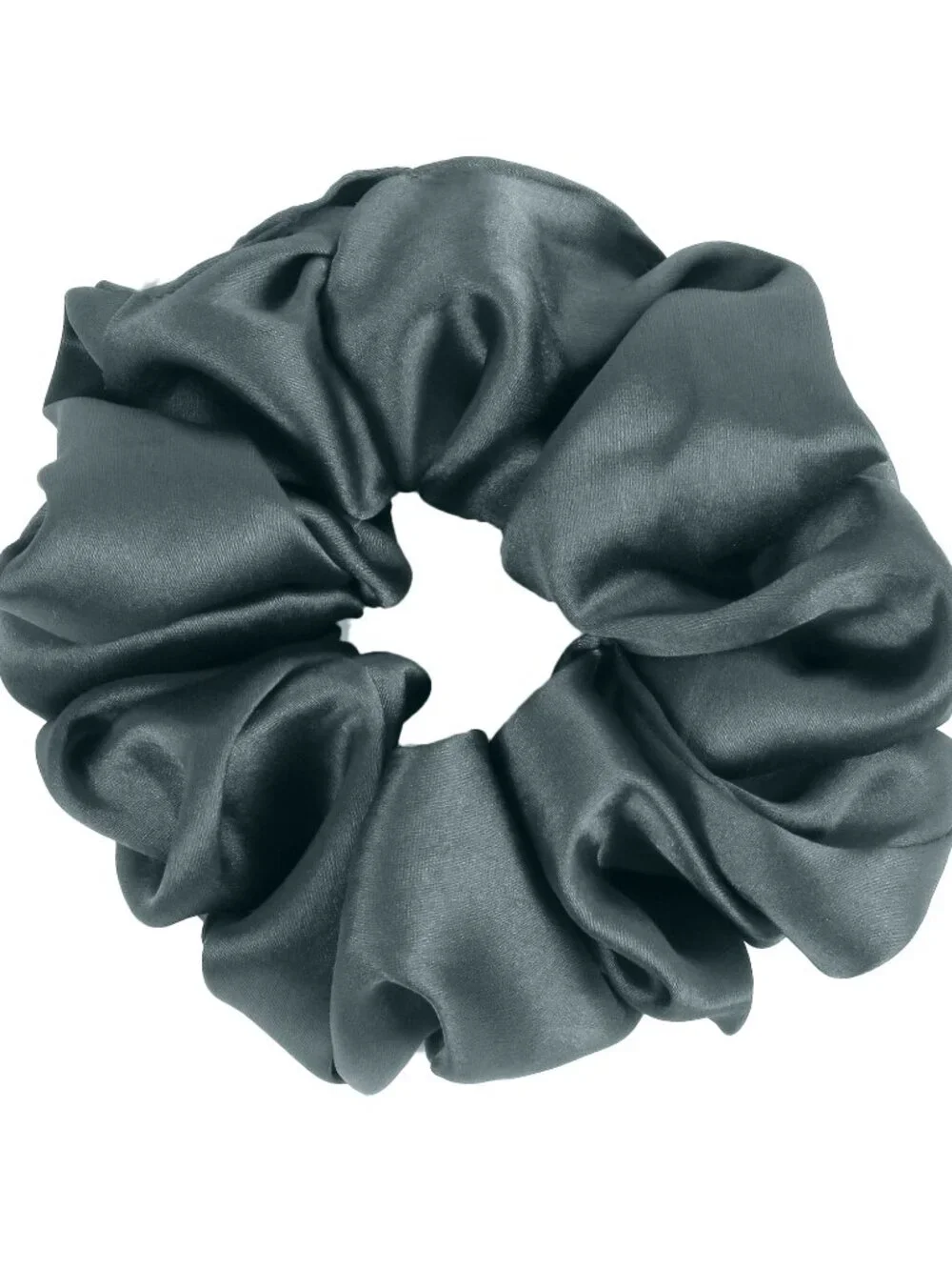 5 Pack Satin Scrunchies Hair Ties Set – Emerald, Black, White, light purple Gray